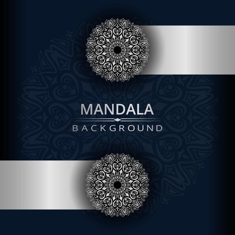 Fundo de desenho de mandala ornamental de luxo com cor prata vetor