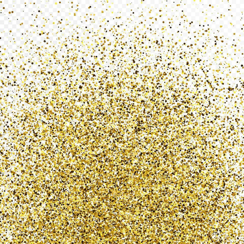 pano de fundo de confete glitter dourados isolado em fundo branco transparente. textura comemorativa com efeito de luz brilhante. ilustração vetorial. vetor
