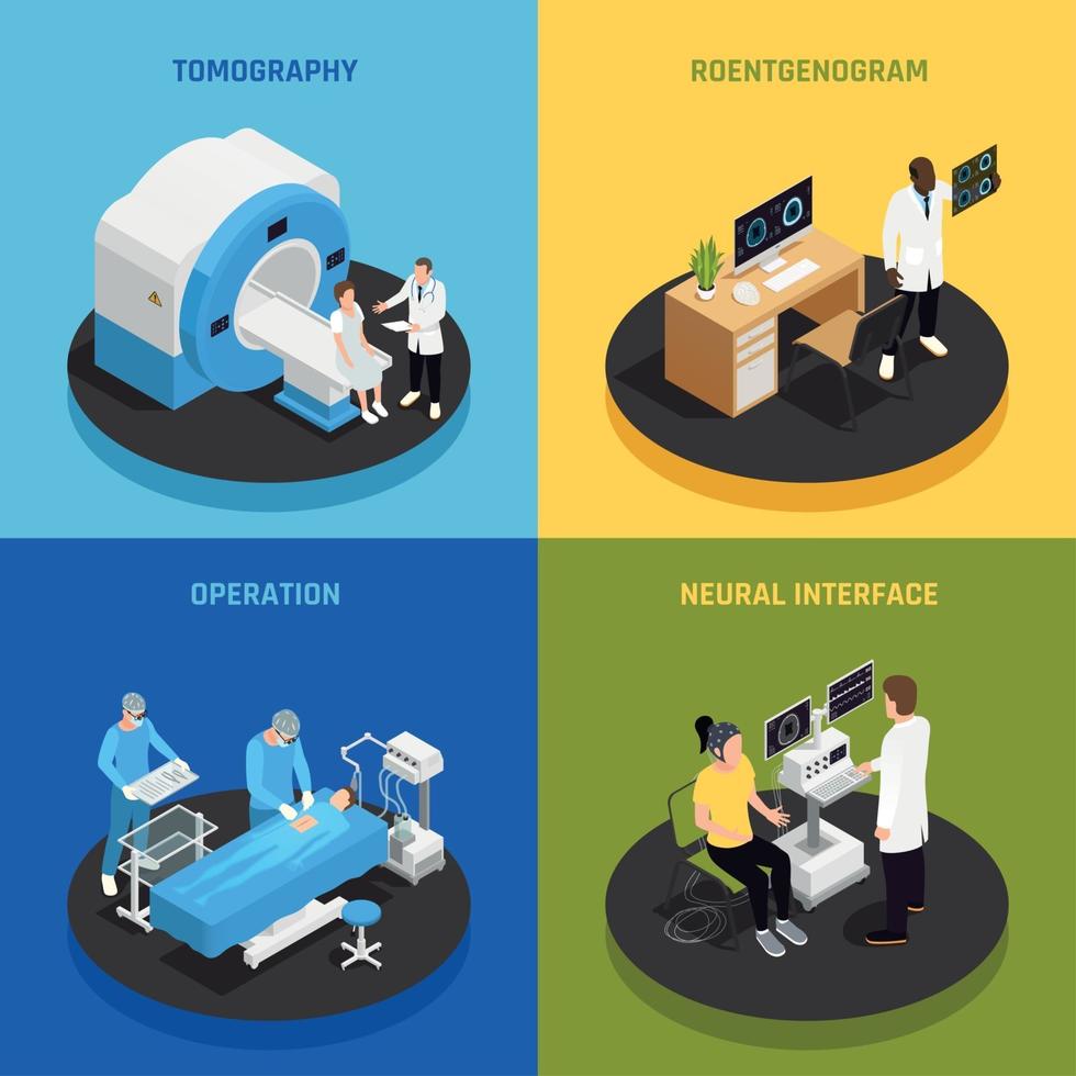 ícones do conceito de neurologia definir ilustração vetorial vetor