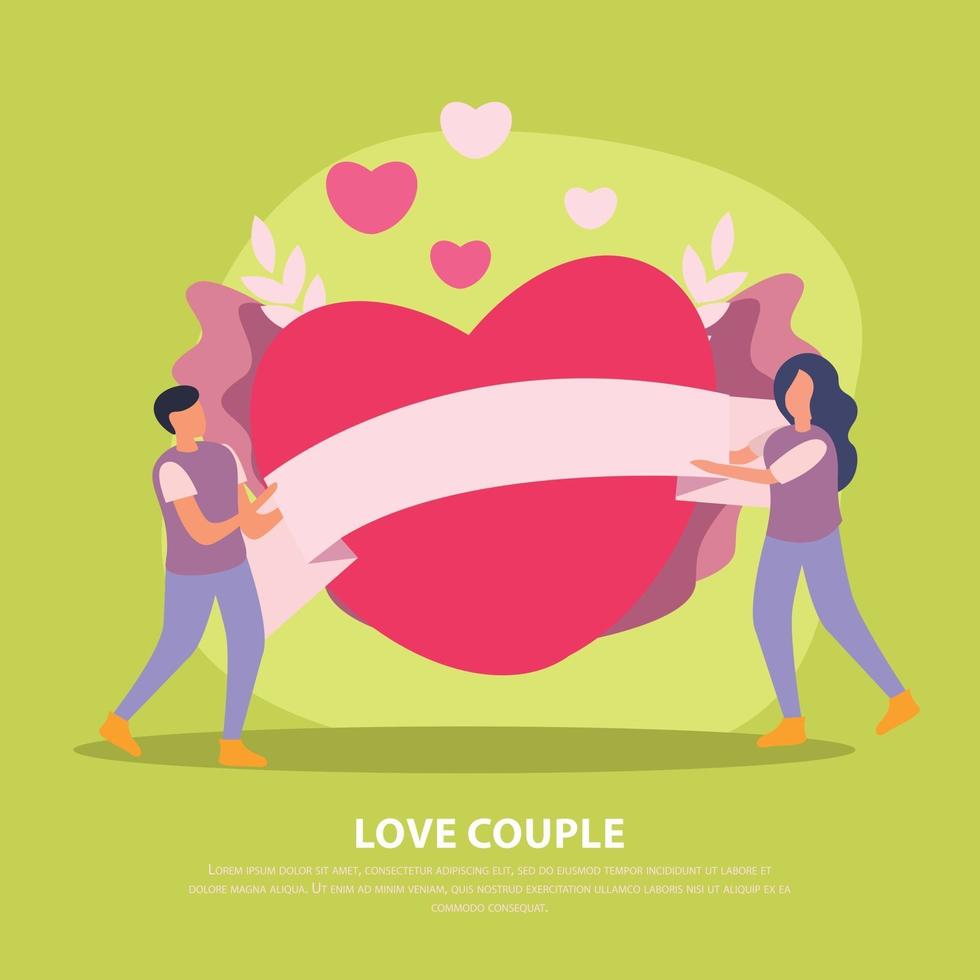 ilustração vetorial de fundo plano casal amor verde vetor