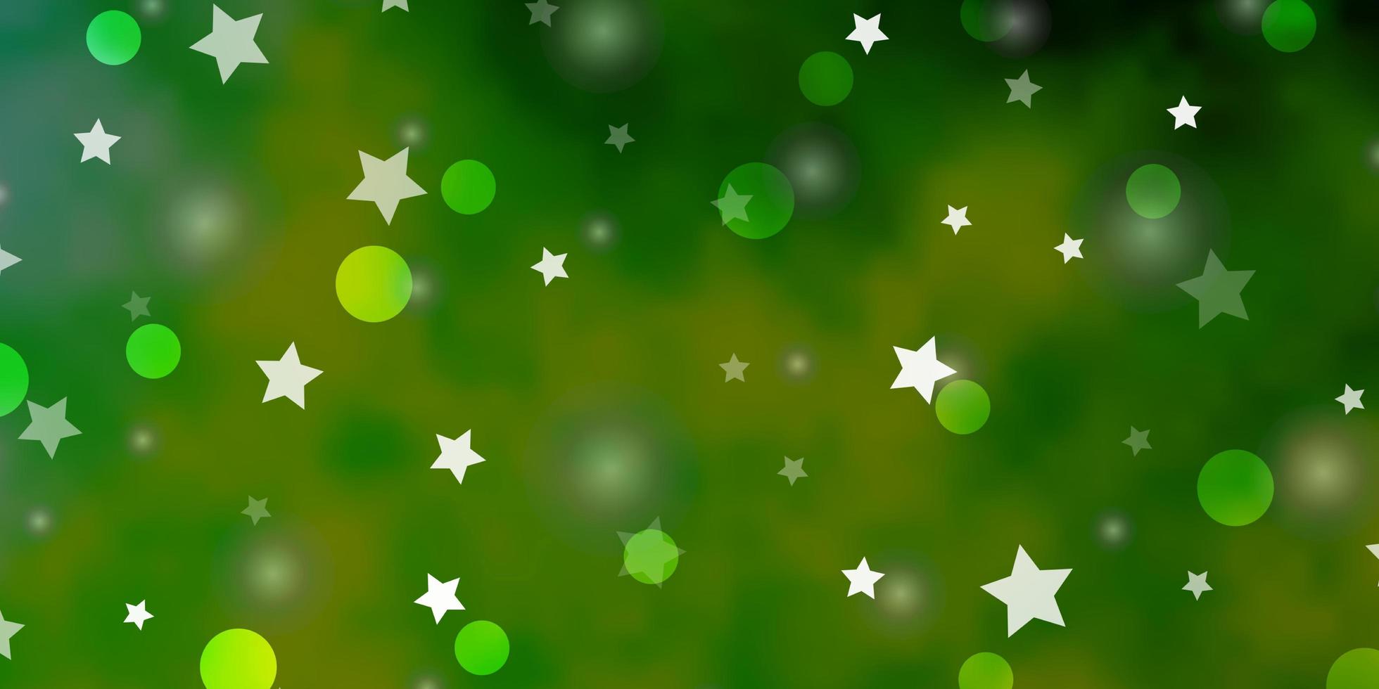 fundo vector verde e amarelo claro com círculos, estrelas.