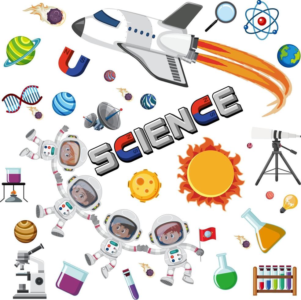 ícone de texto científico com elementos vetor