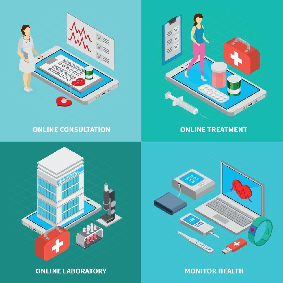 ilustração vetorial conjunto de ícones do conceito de medicina móvel vetor