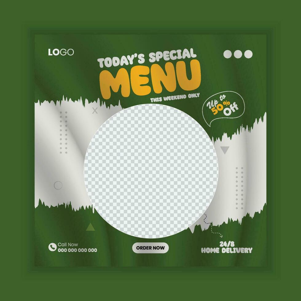 delicioso cardápio Comida social meios de comunicação postar modelo para Comida promoção bandeira modelos vetor