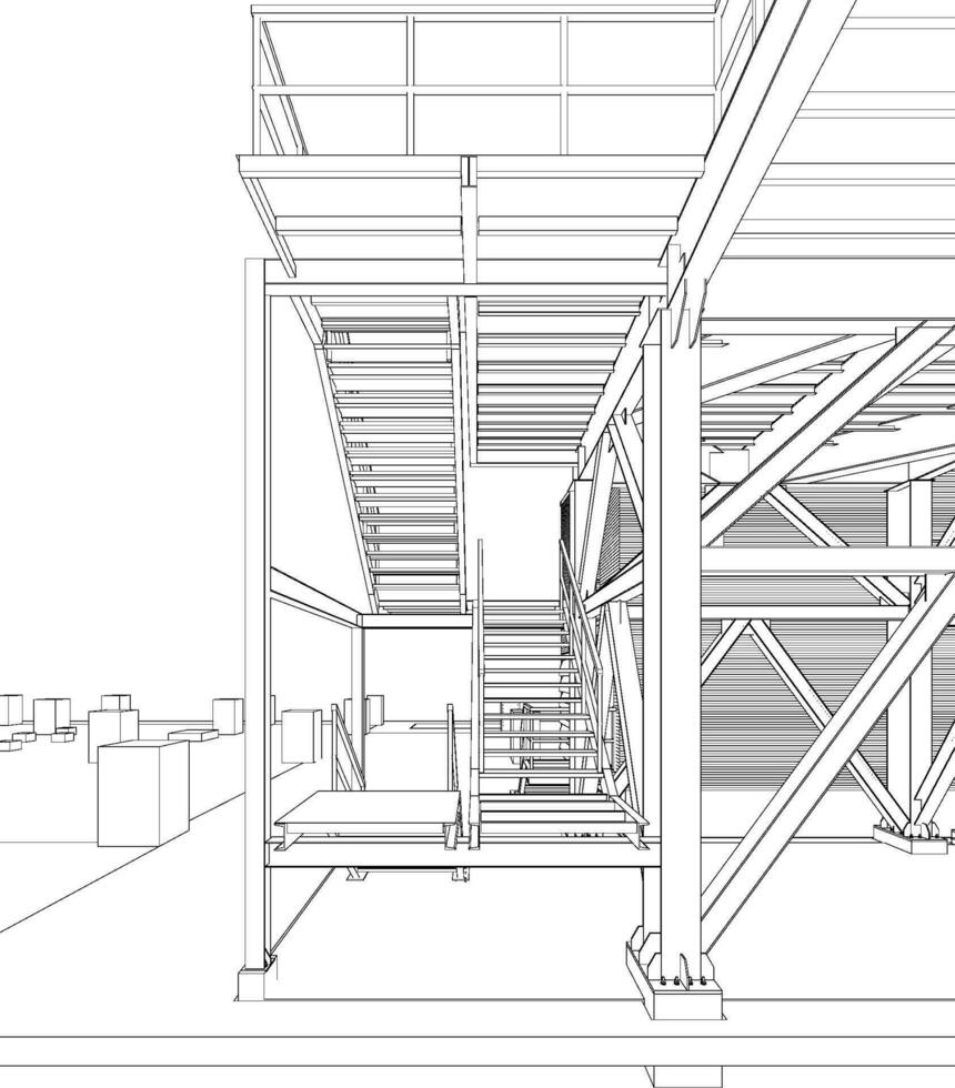 3d ilustração do industrial construção vetor