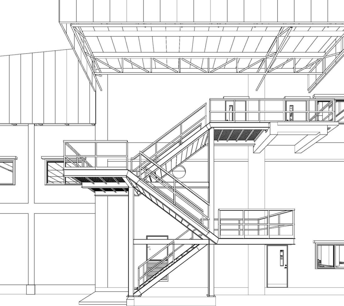 3d ilustração do industrial construção vetor