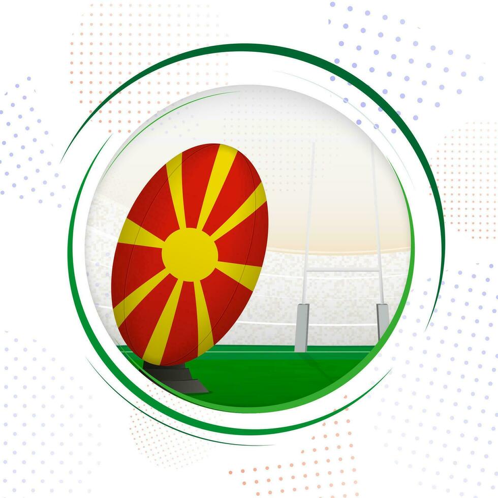 bandeira do norte Macedônia em rúgbi bola. volta rúgbi ícone com bandeira do norte macedônia. vetor