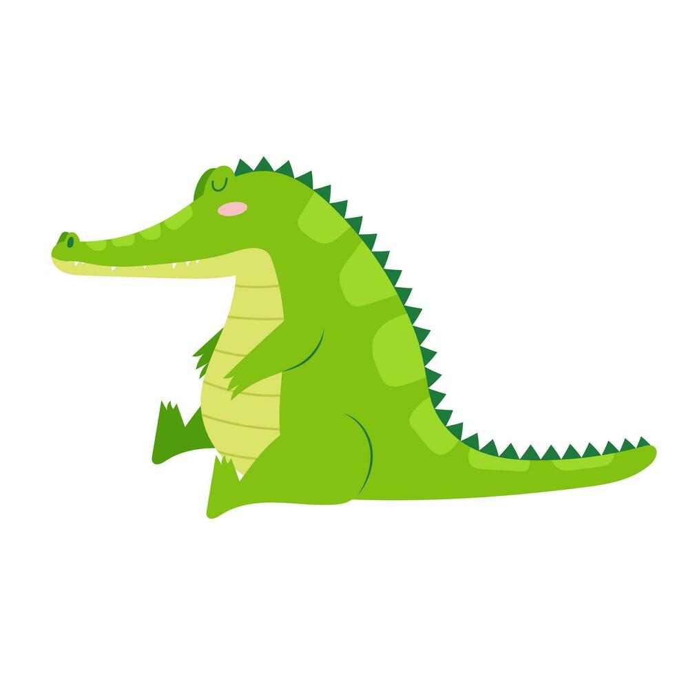 desenho animado verde crocodilo em uma branco fundo. vetor