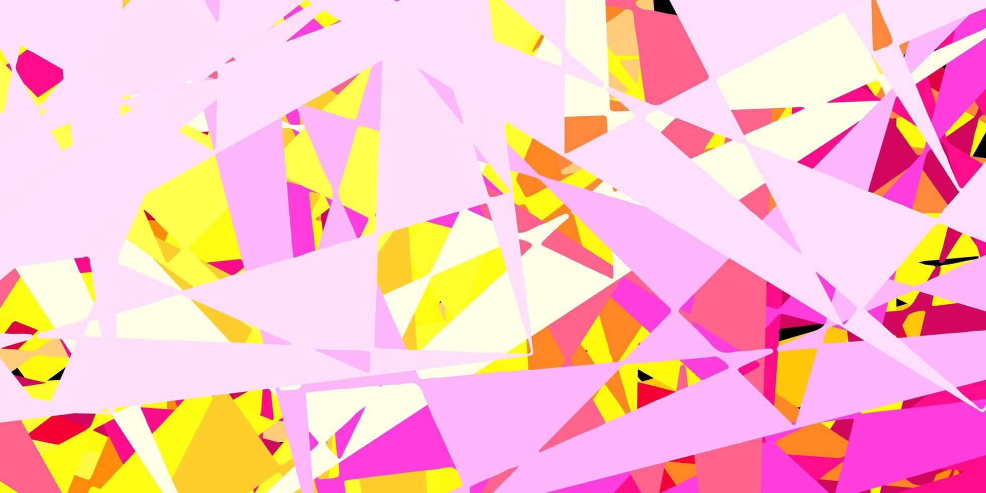 layout de vetor rosa claro e amarelo com formas triangulares.