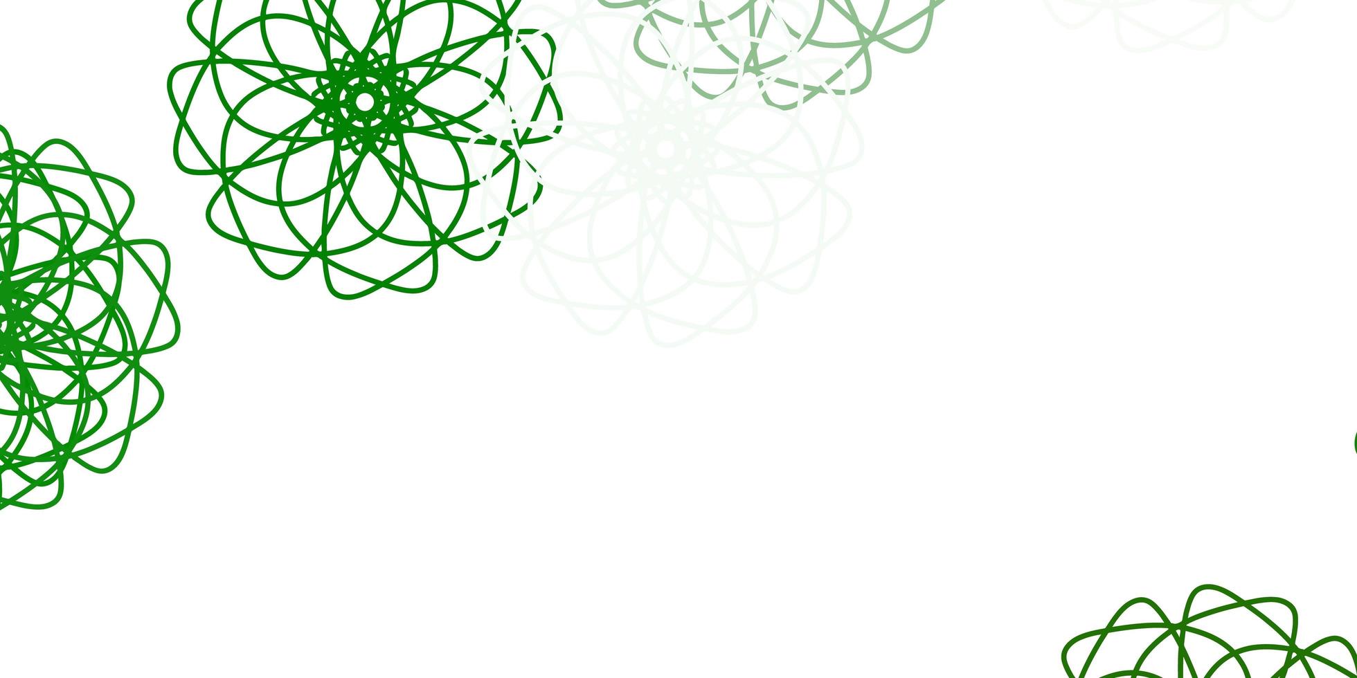 fundo do doodle do vetor verde claro com flores.