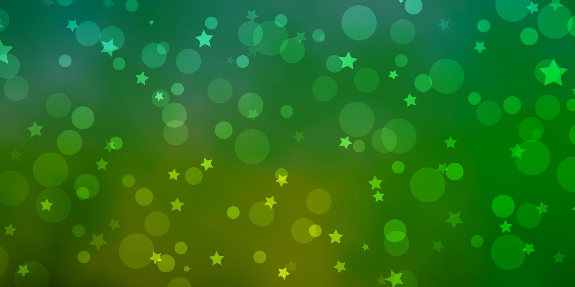 luz de fundo verde vetor com círculos, estrelas.