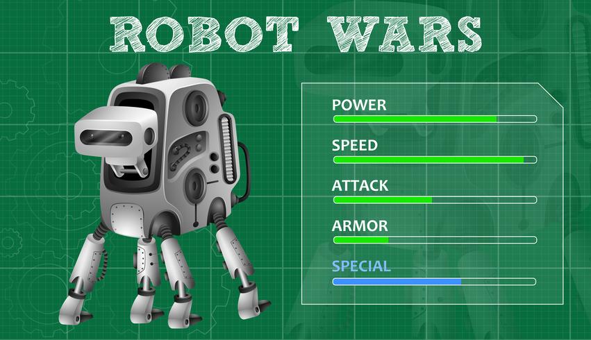 Projeto de guerras de robôs com características especiais vetor