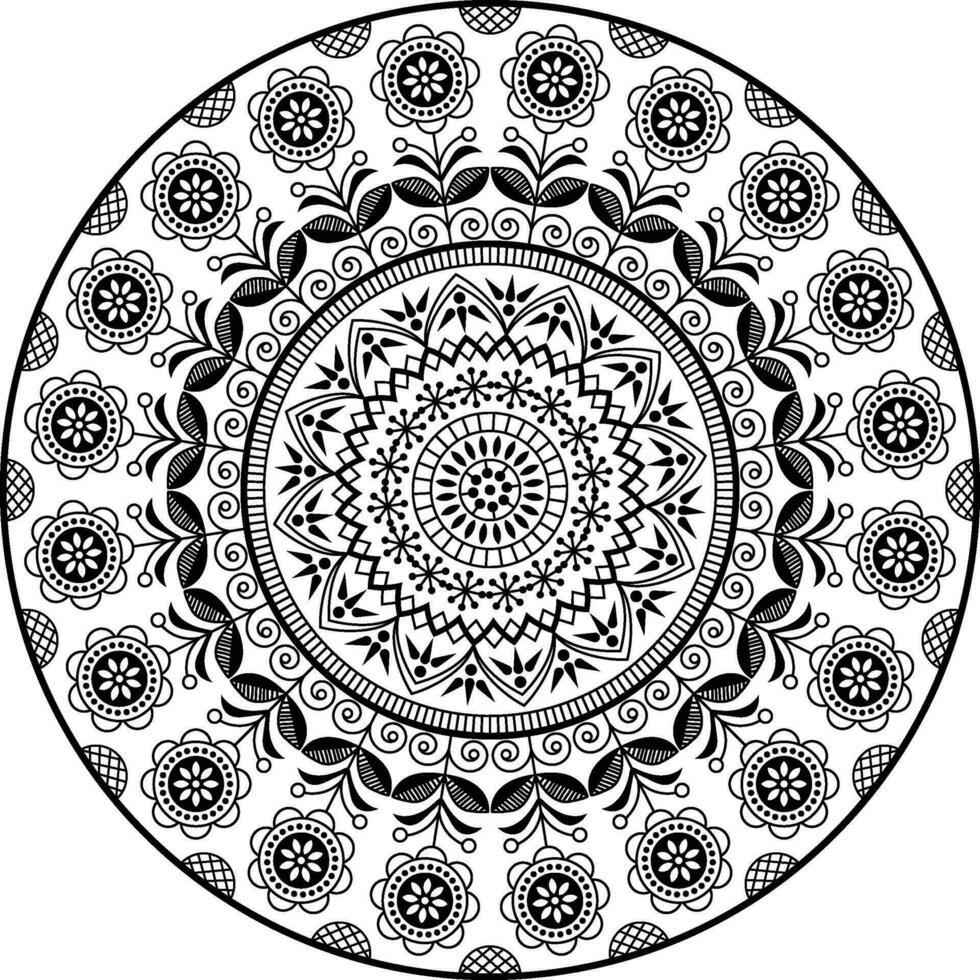 escandinavo floral mandala projeto, delineado vetor isolado em branco fundo