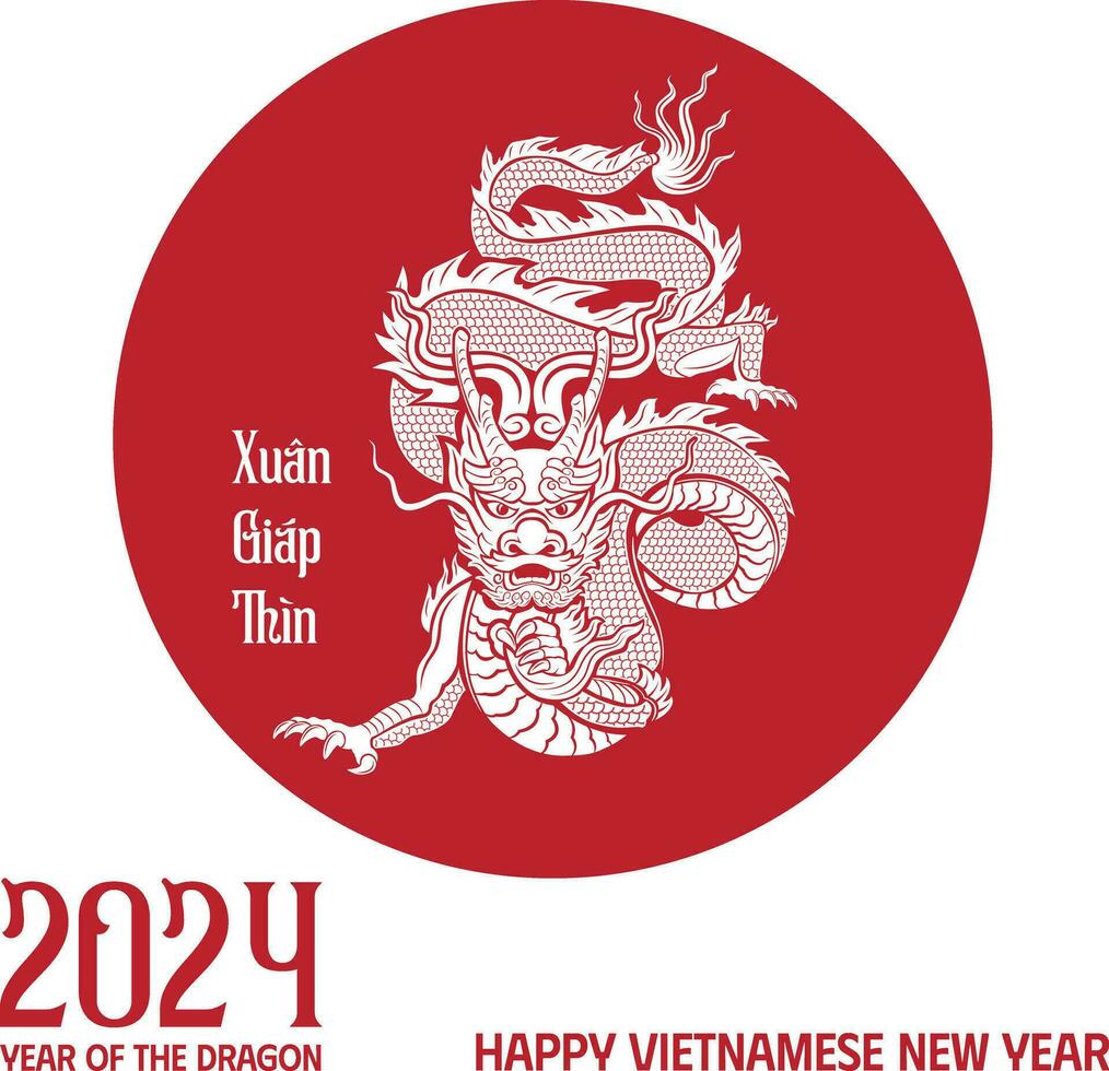 vietnamita Novo ano giap fino 2024, Dragão do Novo ano. chinês Novo ano. Dragão 2024 vetor