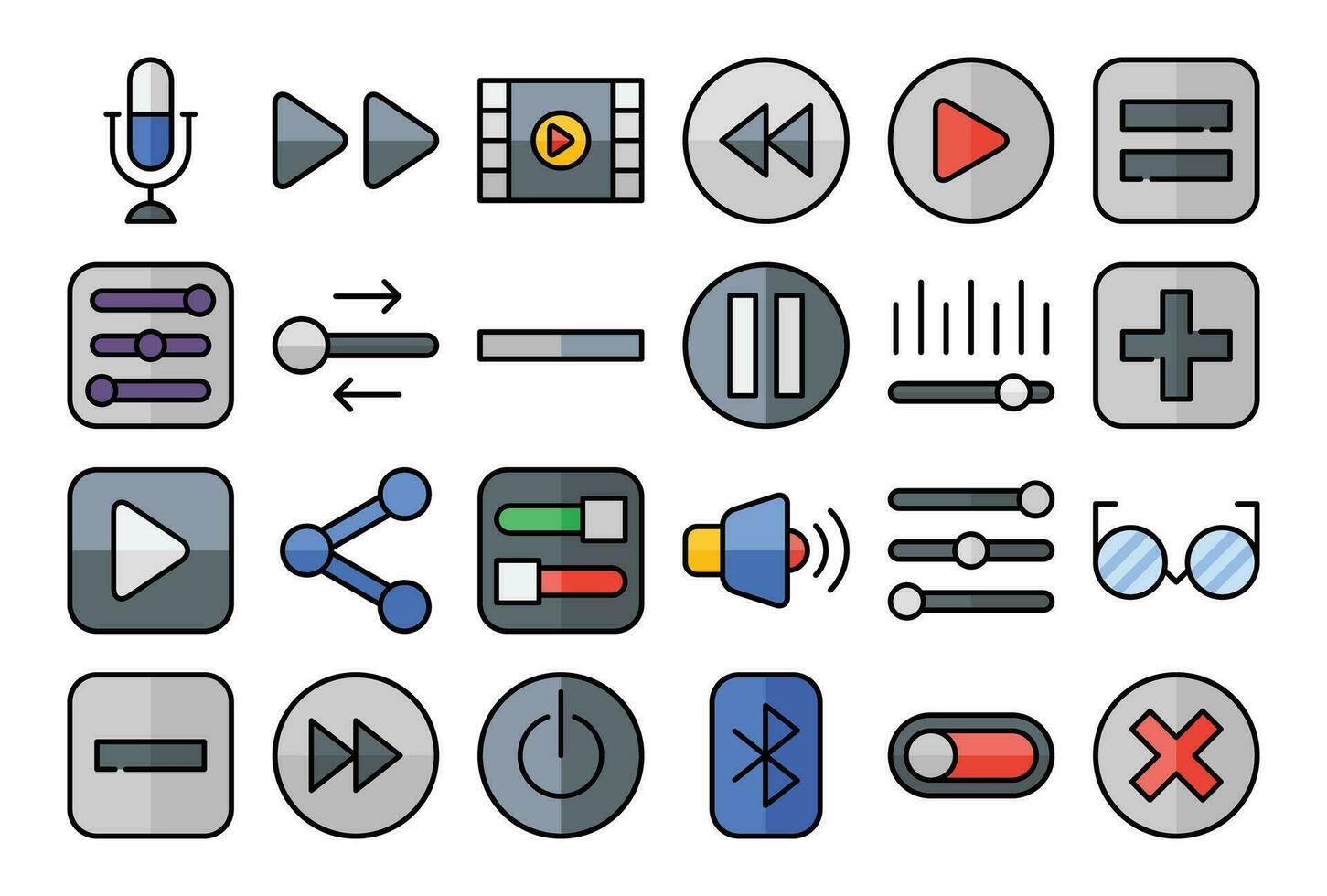 uma conjunto do ícones para uma música jogador vetor