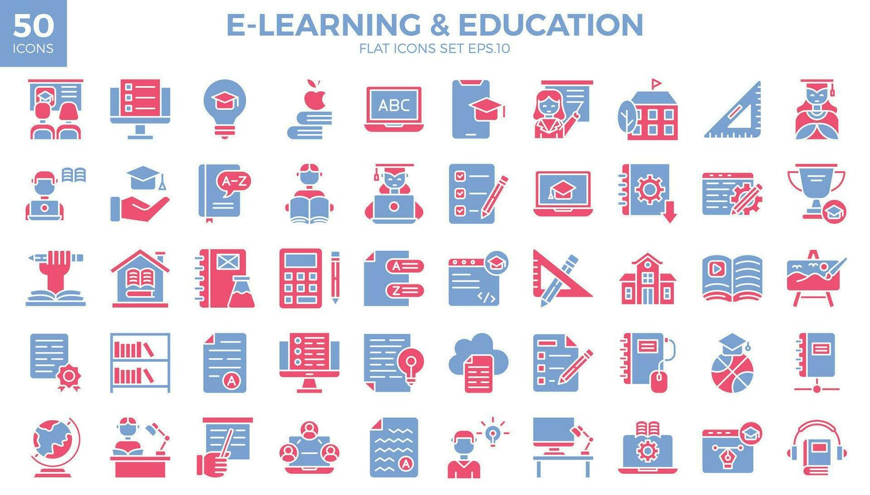 ícone pacotes do Aprendendo plano dois cor. a coleção inclui do o negócio desenvolvimentos, programação, rede projeto, aplicativo Projeto e Mais vetor