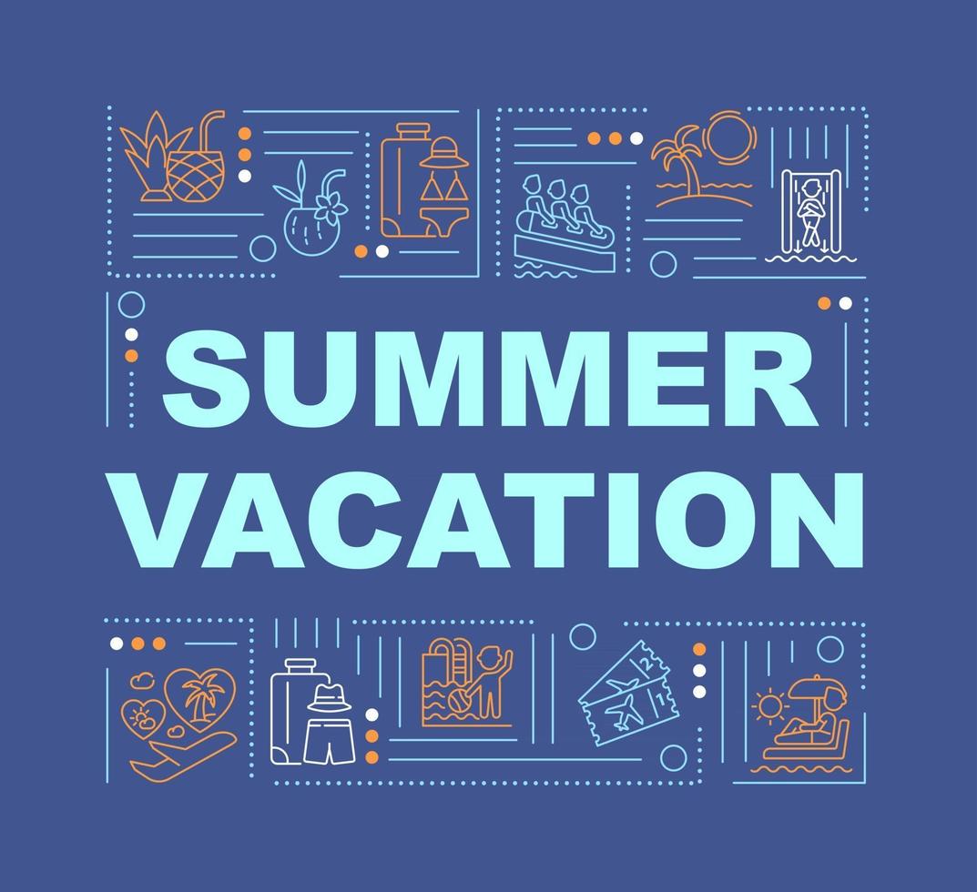banner de conceitos de palavras de férias de verão vetor