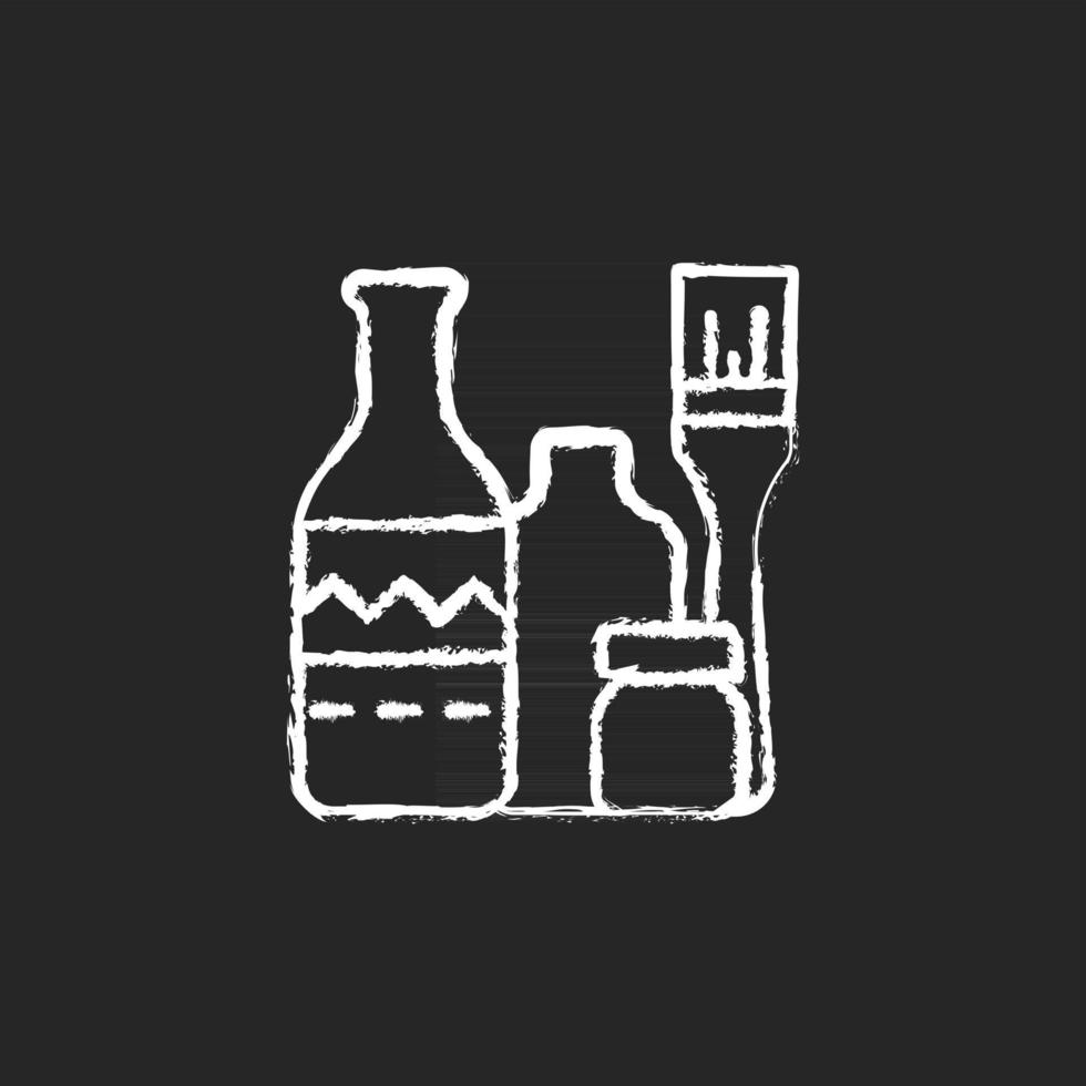 ícone de giz branco de pintura de garrafa em fundo escuro vetor