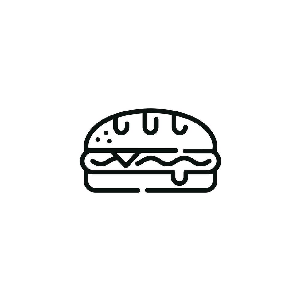 sanduíche linha ícone isolado em branco fundo vetor