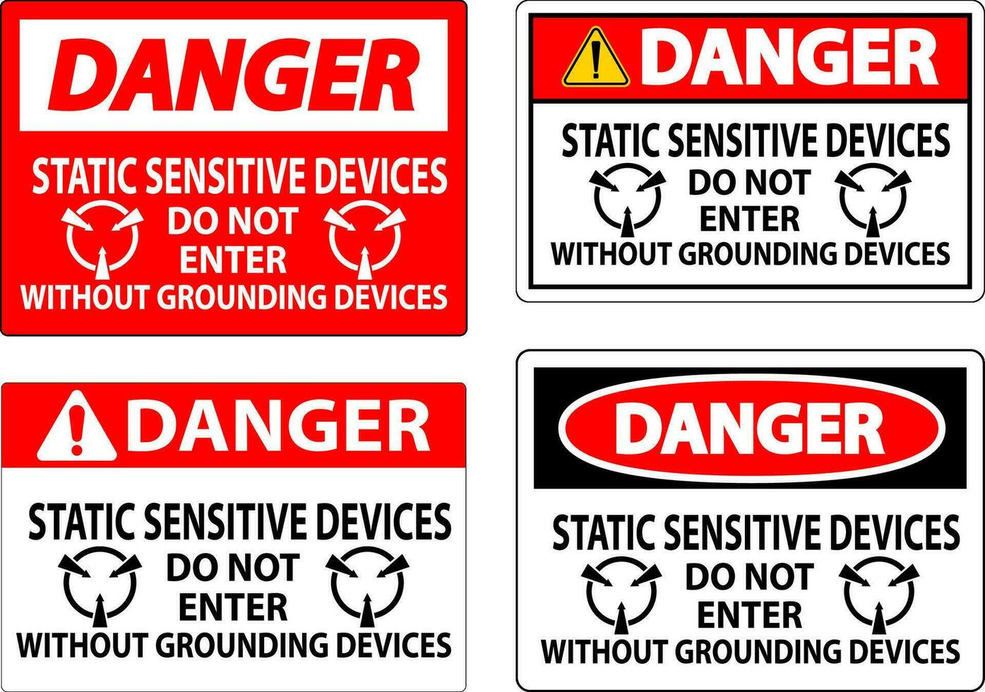 Perigo placa estático sensível dispositivos Faz não entrar sem aterramento dispositivos vetor