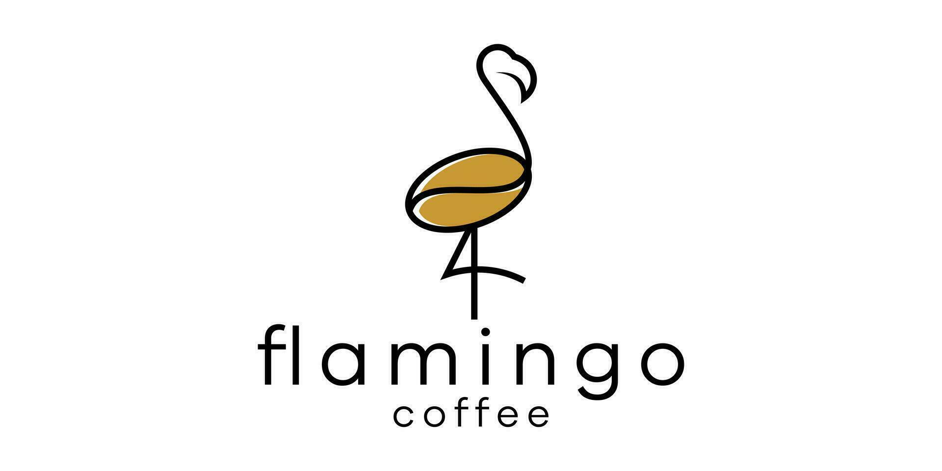 café e flamingo linha logotipo vetor ilustração