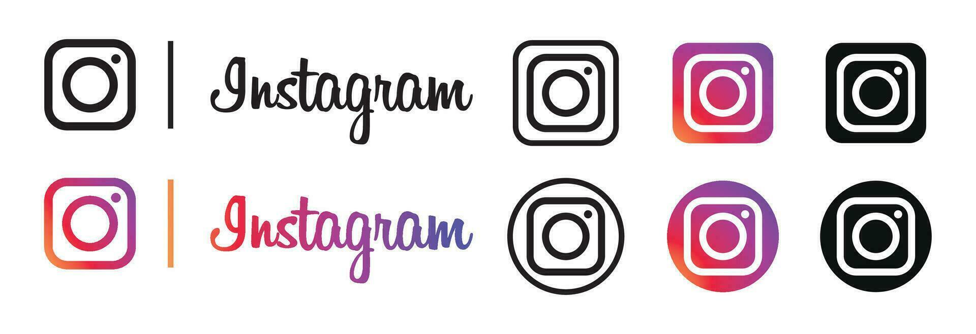 Instagram logotipo ícones coleção vetor