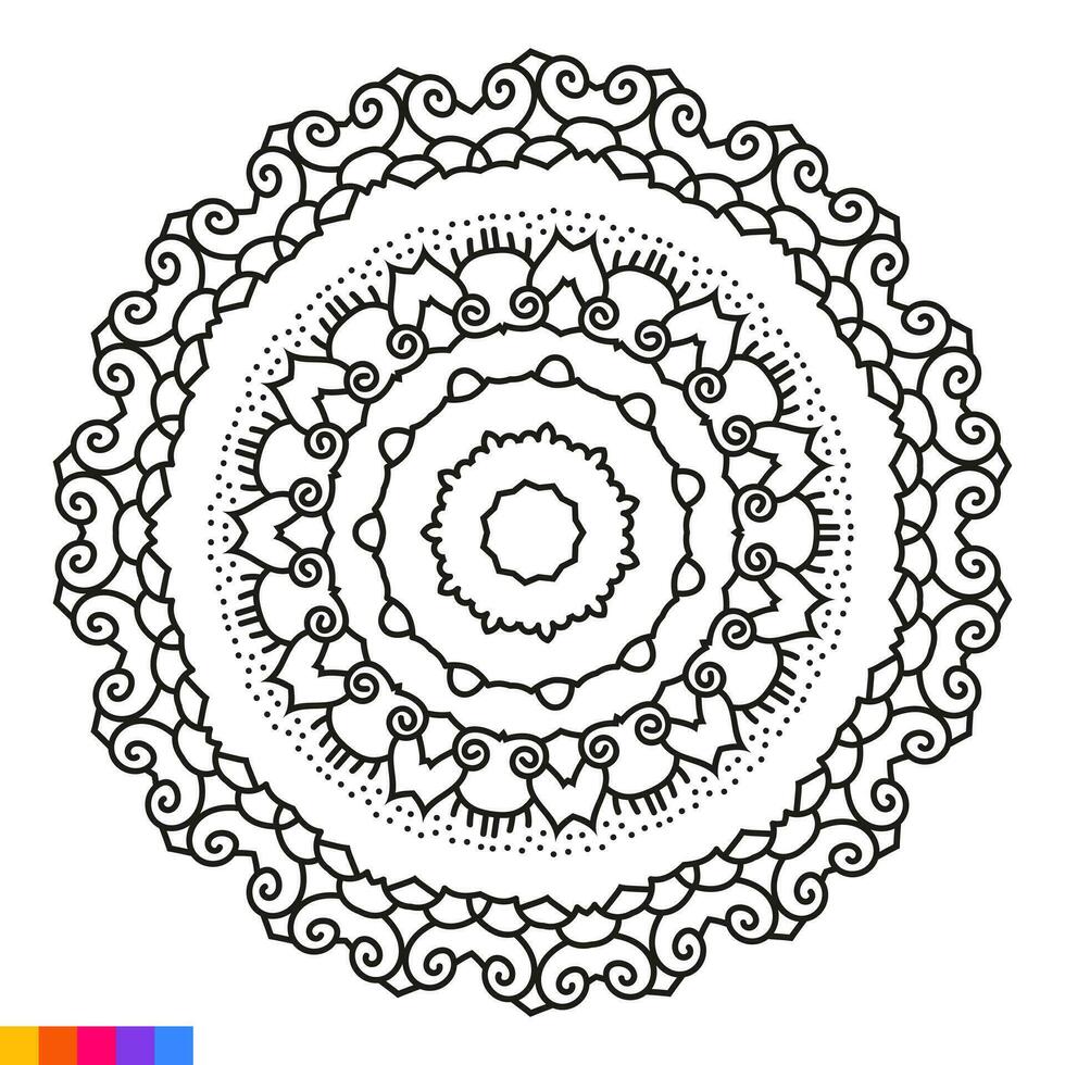 mandala arte para coloração livro. limpar \ limpo decorativo volta ornamento. oriental padrão, vetor ilustração coloração livro página. circular padronizar dentro Formato do mandala para hena, mehndi, tatuagem, decoração.