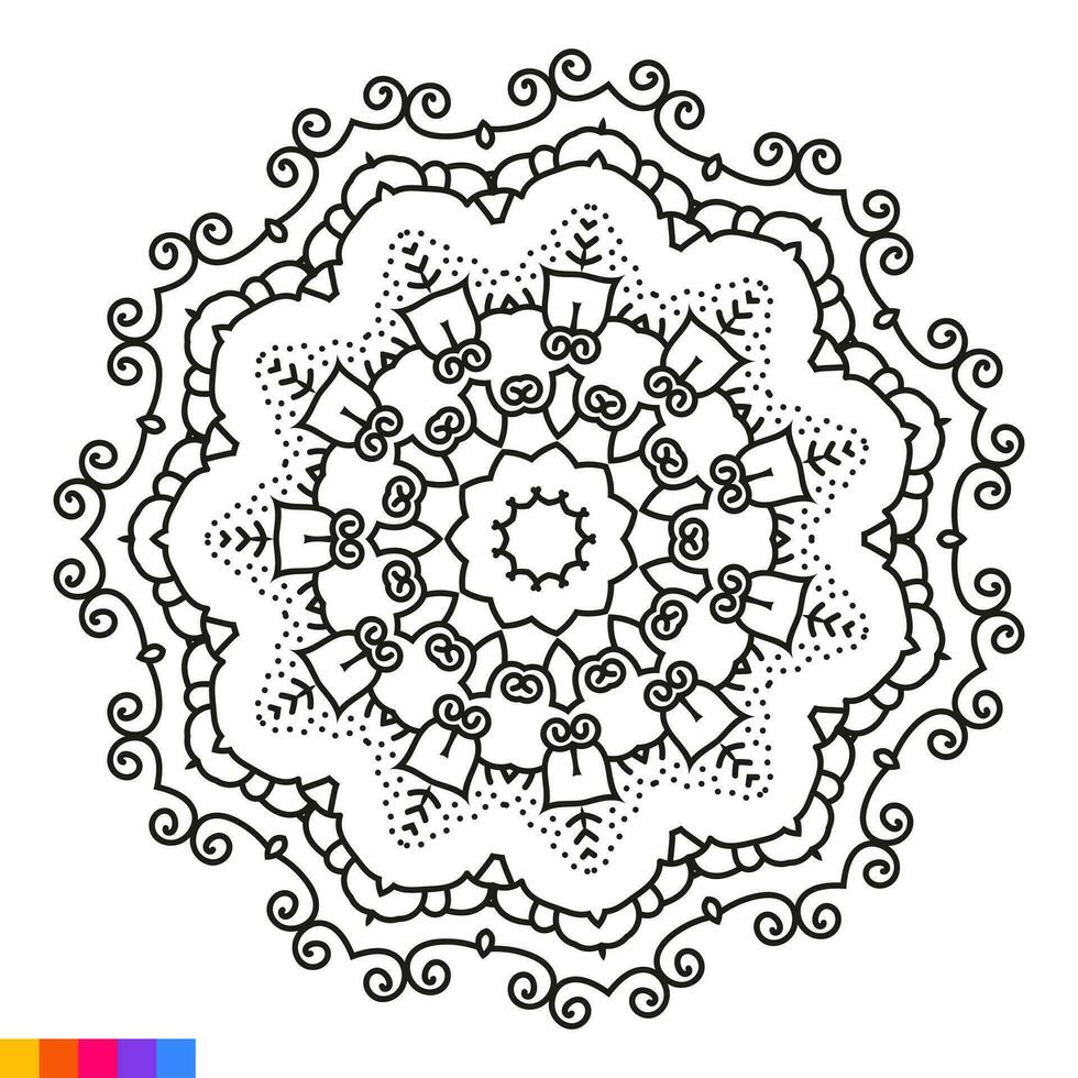 mandala arte para coloração livro. limpar \ limpo decorativo volta ornamento. oriental padrão, vetor ilustração coloração livro página. circular padronizar dentro Formato do mandala para hena, mehndi, tatuagem, decoração.