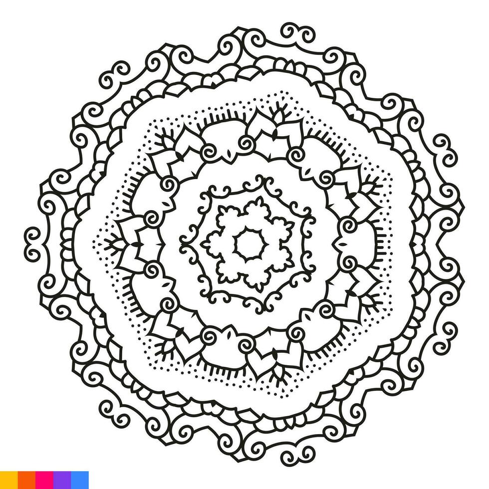 mandala arte para coloração livro. limpar \ limpo decorativo volta ornamento. oriental padrão, vetor ilustração coloração livro página. circular padronizar dentro Formato do mandala para hena, mehndi, tatuagem, decoração.