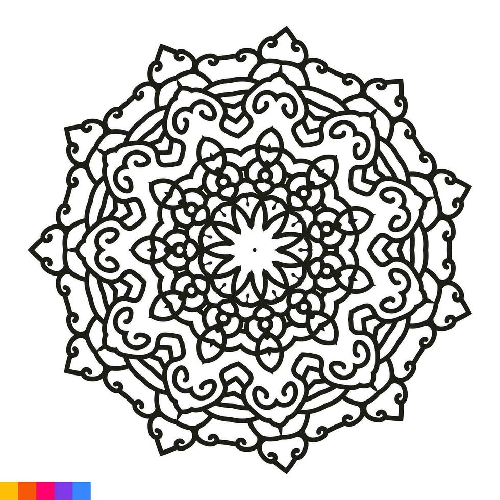 mandala arte para coloração livro. limpar \ limpo decorativo volta ornamento. oriental padrão, vetor ilustração coloração livro página. circular padronizar dentro Formato do mandala para hena, mehndi, tatuagem, decoração.