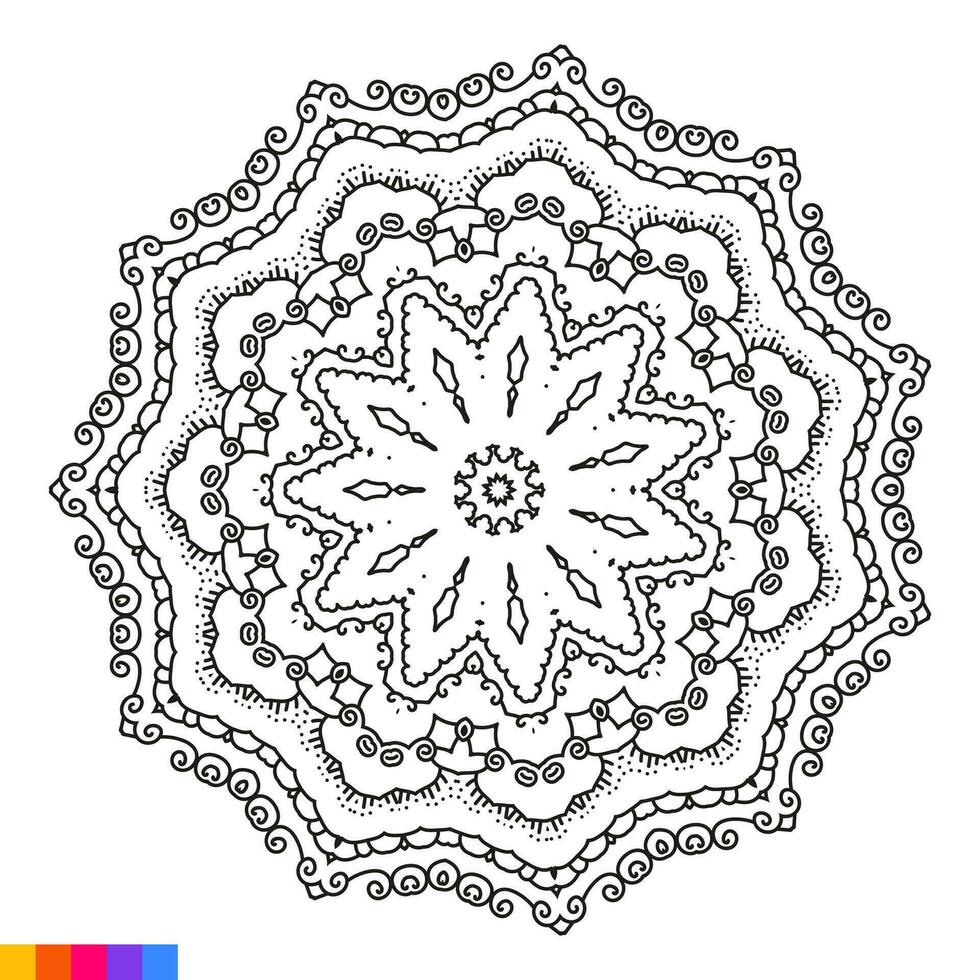 mandala arte para coloração livro. limpar \ limpo decorativo volta ornamento. oriental padrão, vetor ilustração coloração livro página. circular padronizar dentro Formato do mandala para hena, mehndi, tatuagem, decoração.