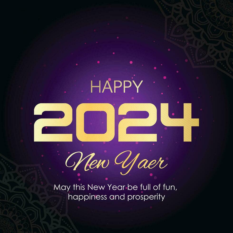 2024 Novo ano celebração conceito para cumprimento cartão, bandeira e postar modelo vetor