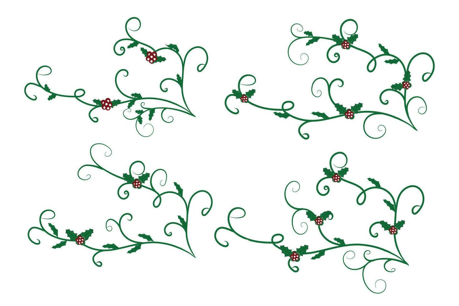 Natal floresce redemoinhos divisores linhas decorativo elementos, vintage caligrafia rolagem alegre Natal azul e vermelho azevinho enfeites, inverno azevinho cabeçalhos letras fronteira página decoração verde ornamentado vetor