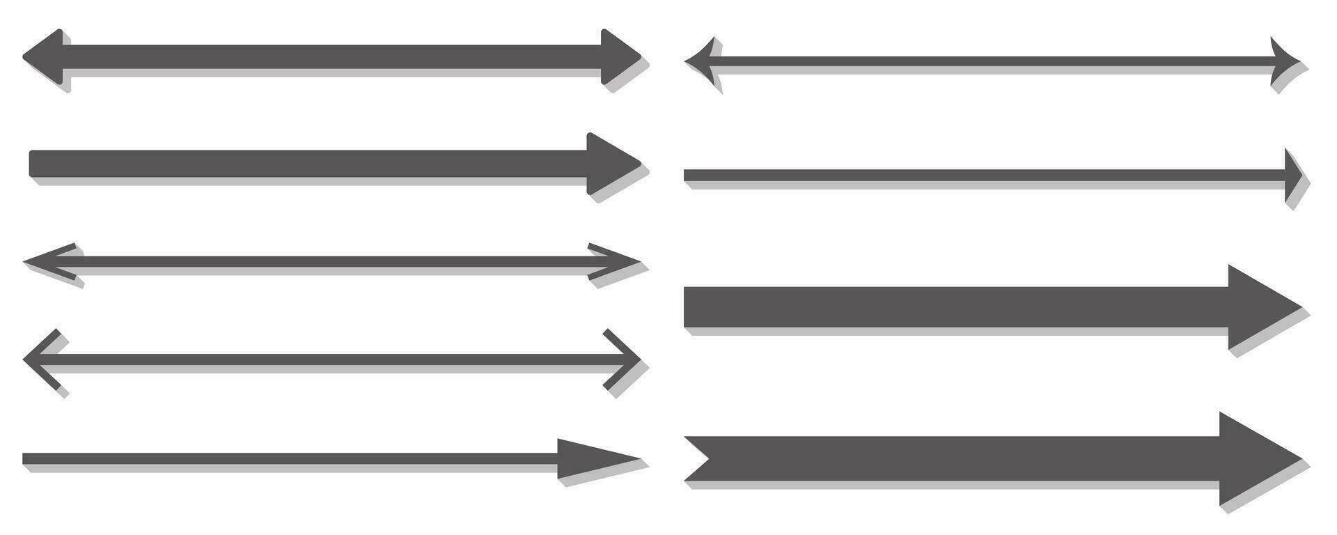 grandes em linha reta seta definir. horizontal certo Preto linhas. básico simples ponteiro. vetor ilustração isolado em branco fundo