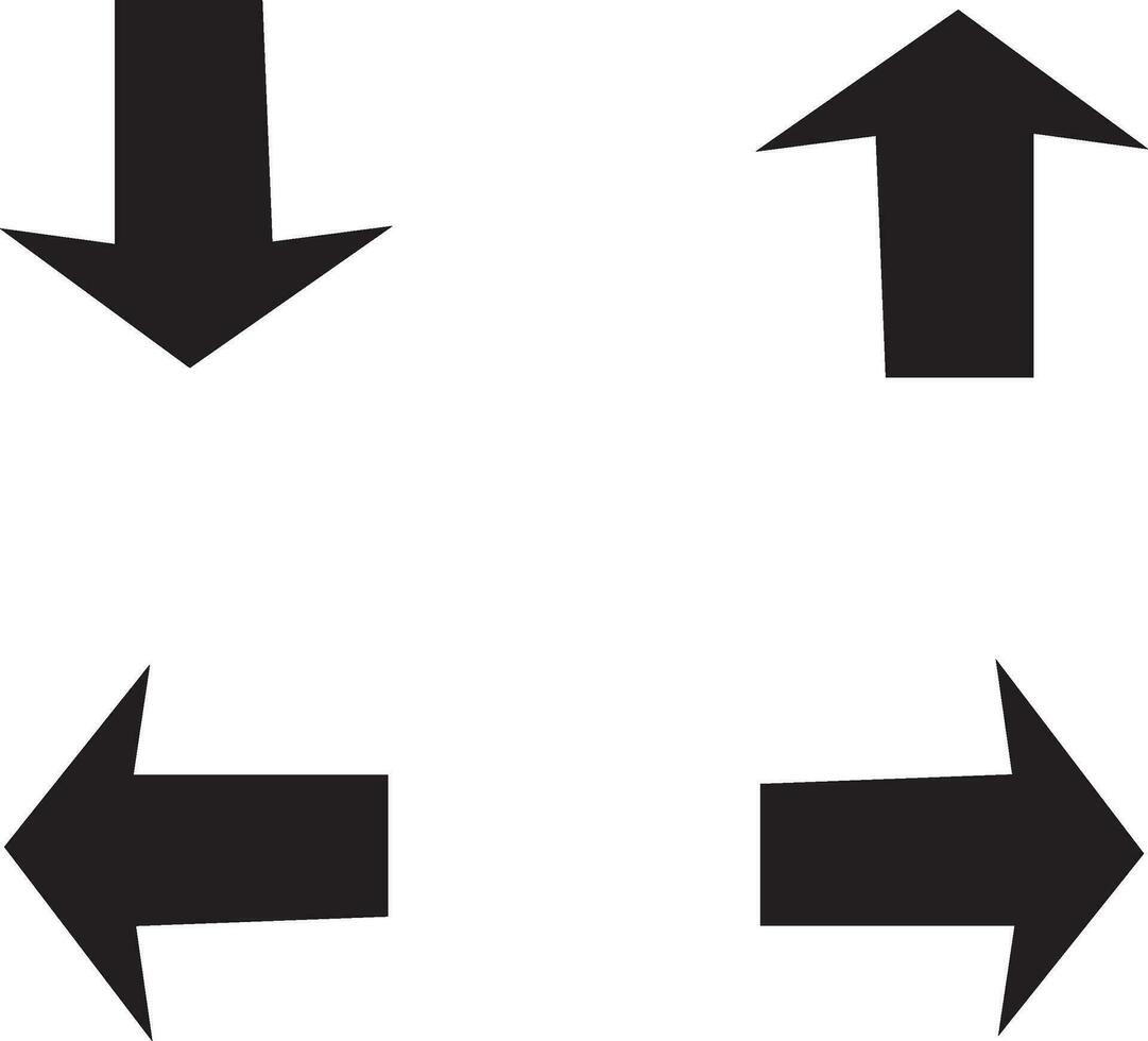 quatro Setas; flechas apontando dentro diferente instruções vetor