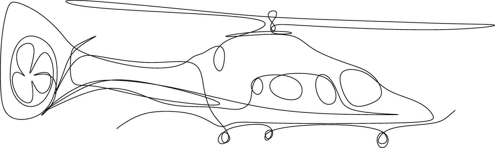 1 linha arte. continuou linha arte. mão desenhado esboço do uma helicóptero vetor