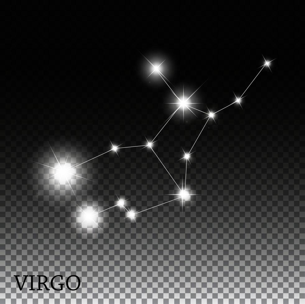 Ilustração em vetor signo virgem das belas estrelas brilhantes