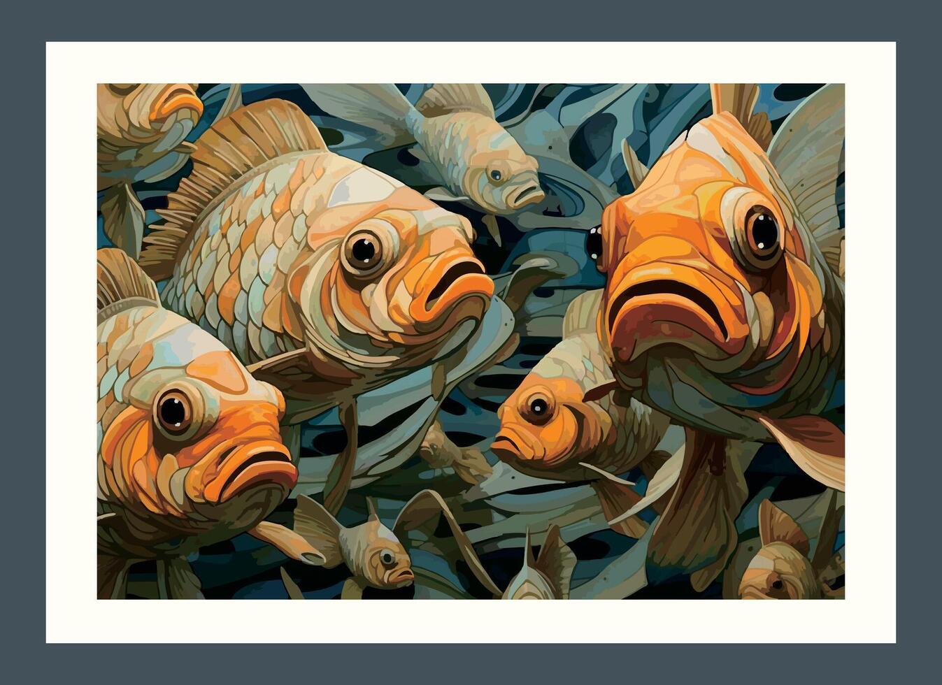 peixe pintura desenhos, garoupa ilustrações, parede decorações. casa decoração pintura vetor