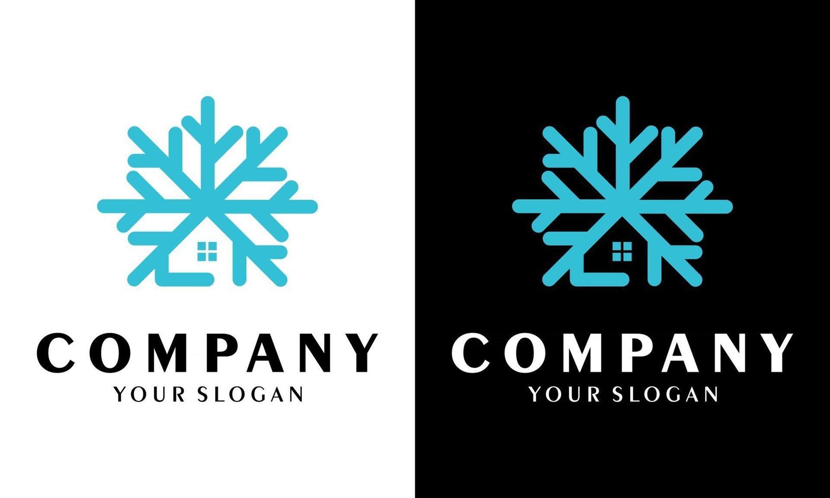 floco de neve casa logo design resistente a congelamento ícone vector design ilustração modelo qualidade premium