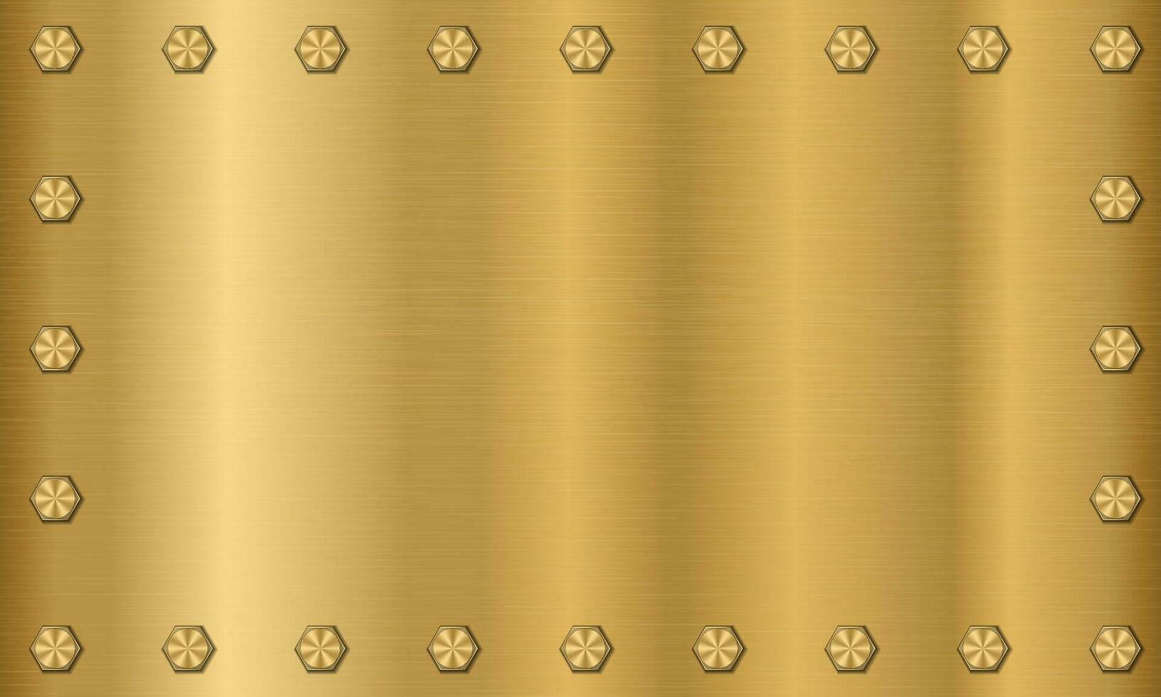 dourado metal textura fundo com parafusos. ouro prato com parafusos. metálico textura efeito. aço fundo. vetor ilustração