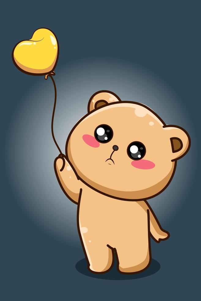 urso fofo e engraçado segurando um balão vetor