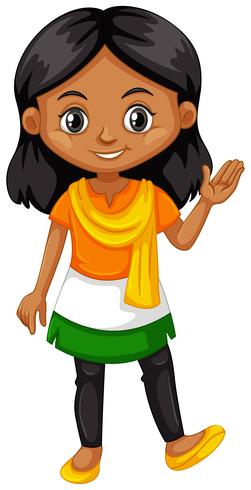 Garota indiana vestindo camisa com cor da bandeira vetor