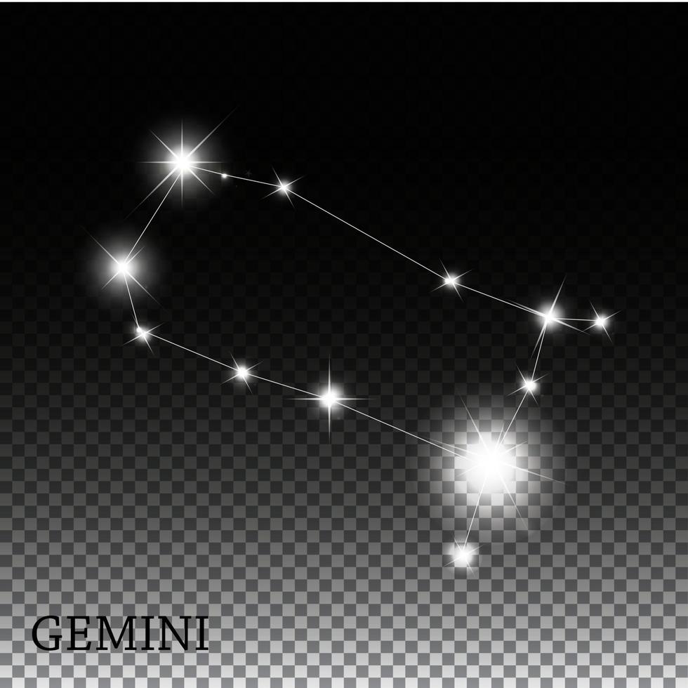 Ilustração em vetor gemini signo das belas estrelas brilhantes