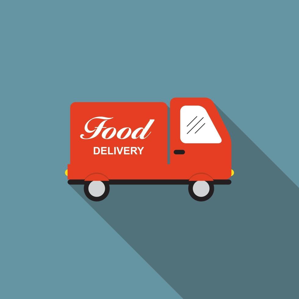 ícone com elemento gráfico plano de ilustração vetorial de carro para entrega de comida vetor