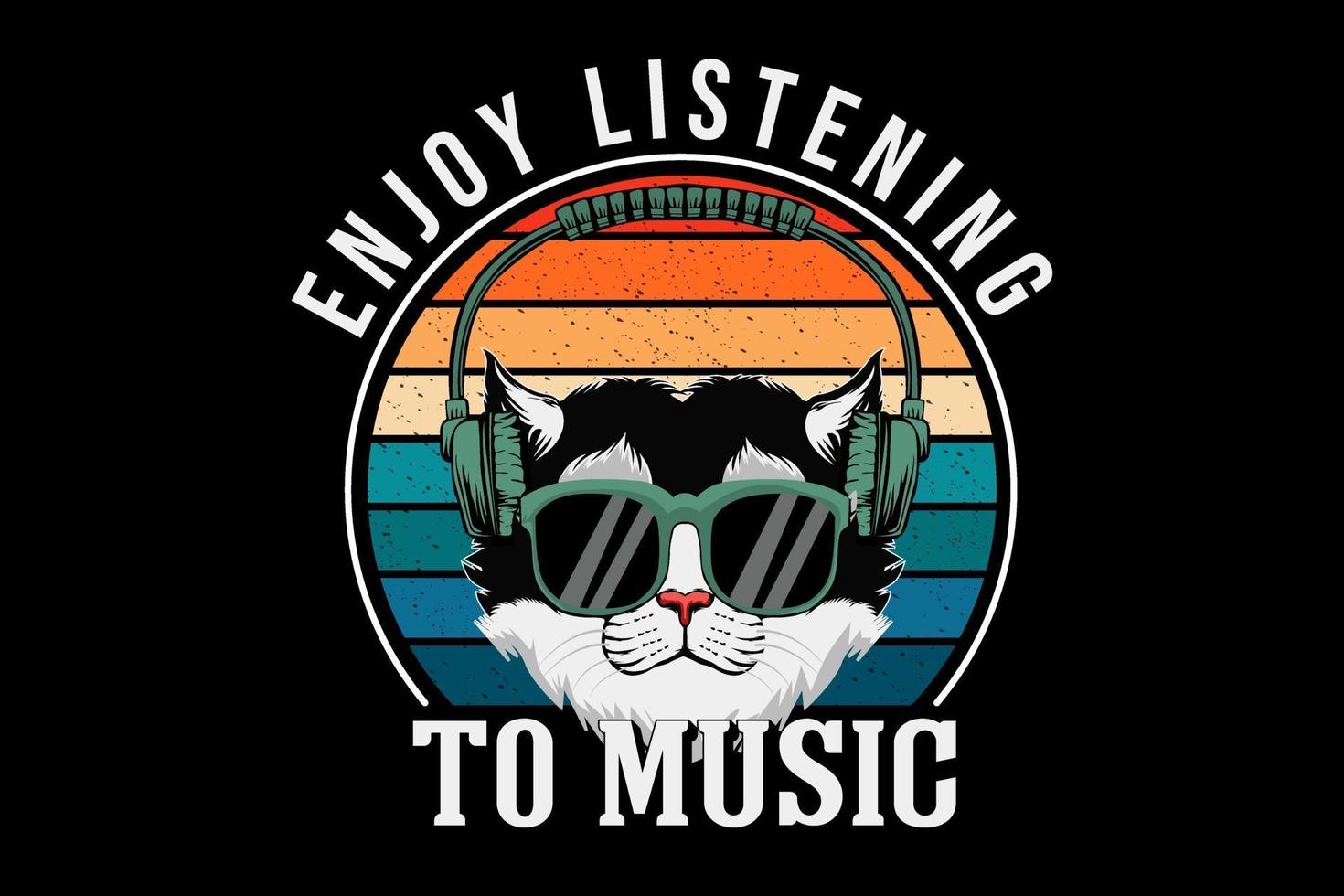 gosta de ouvir música ilustração design retro com gato vetor