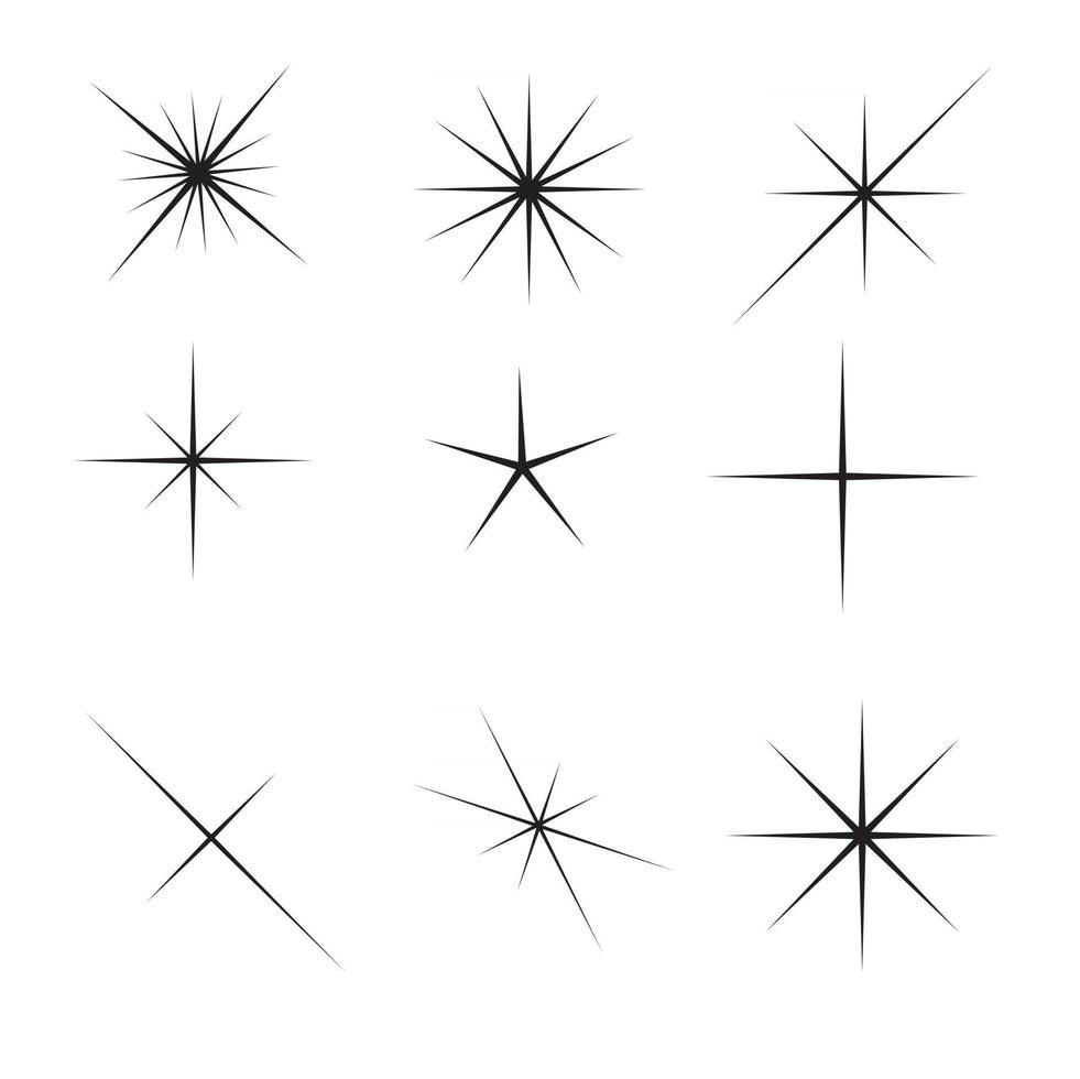 conjunto de estrelas brilhantes de luz com ilustração vetorial de brilhos vetor