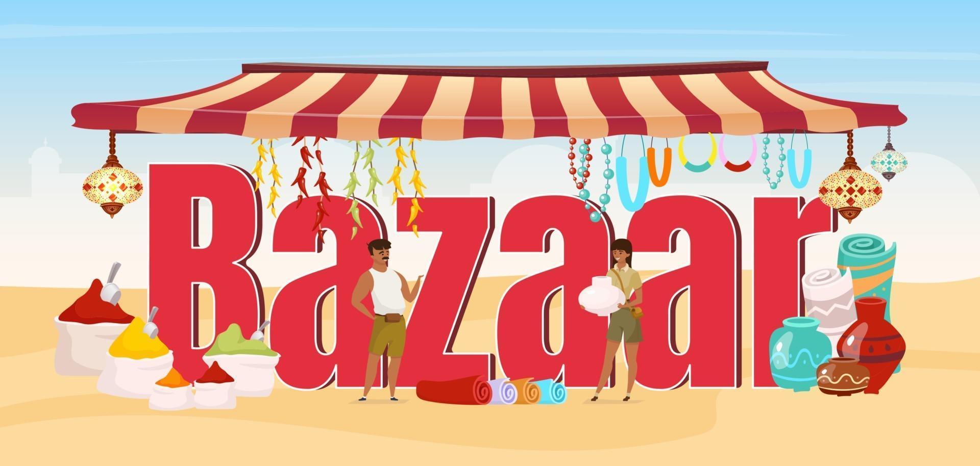 bazar palavra conceitos cor plana vetor banner