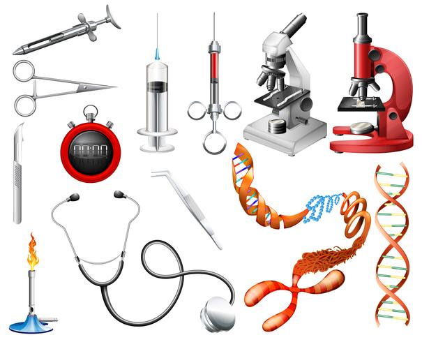 Conjunto de ferramentas de laboratório e equipamentos vetor