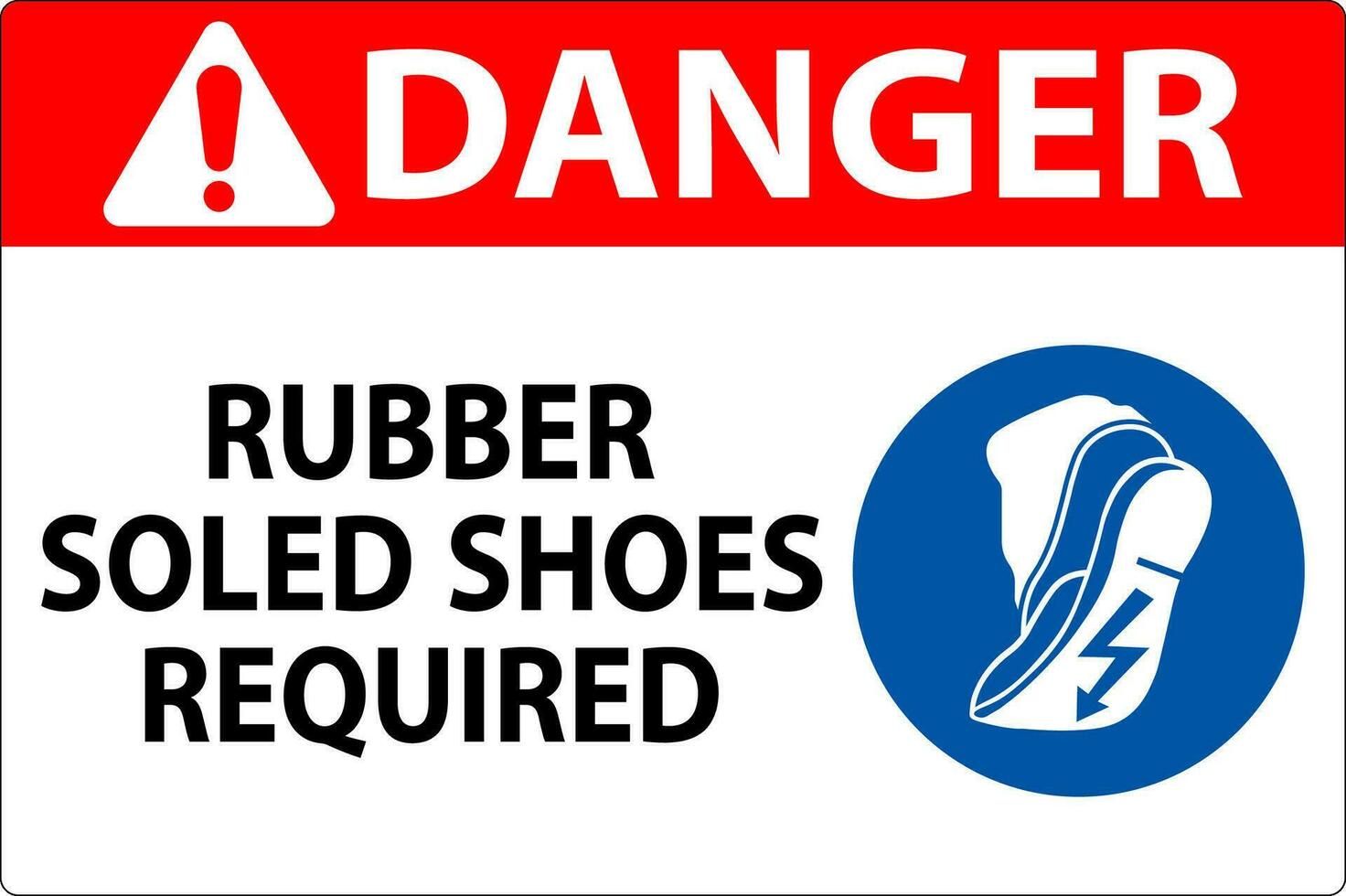 Perigo placa borracha sola sapatos requeridos vetor