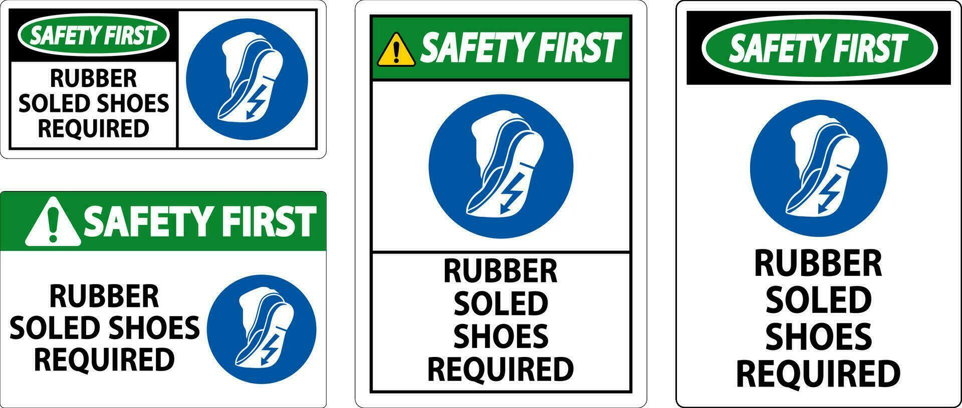 segurança primeiro placa borracha sola sapatos requeridos vetor